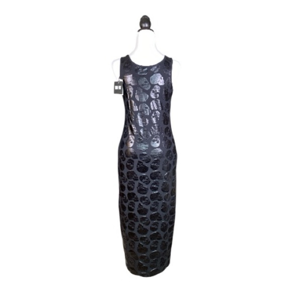 Iron Fist Skullz Club Dress Black Maxi Bodycon Skull Motif Goth Punk Rave M NWT - Picture 3 of 7